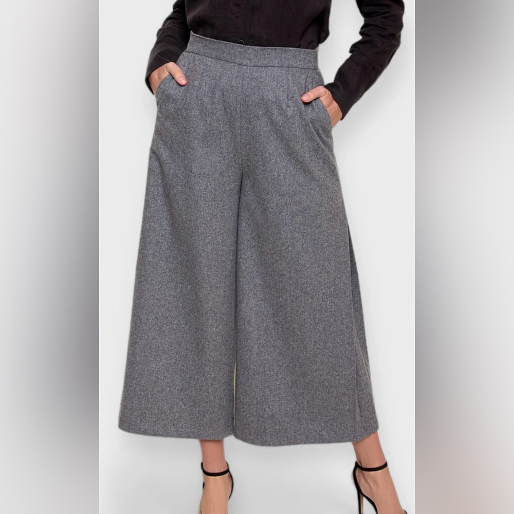 Marise Couture Women’s Gray Wide Leg Pants W27 L35 Italian Wool blend Small